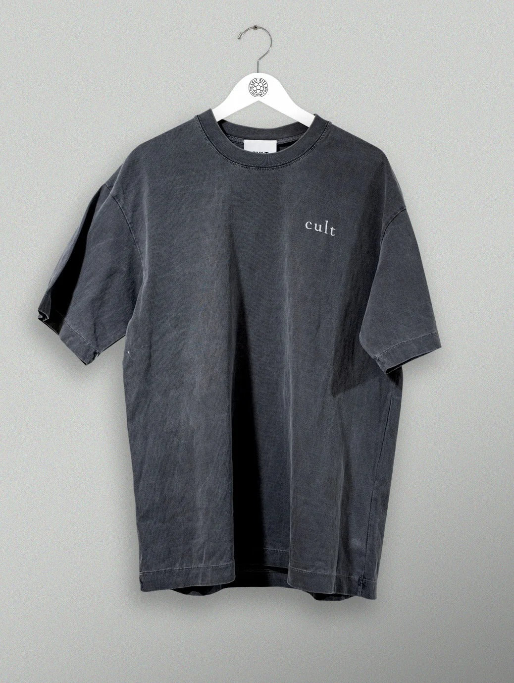SOUTH CHINA EMBROIDERED CULT TEE- CHARCOAL