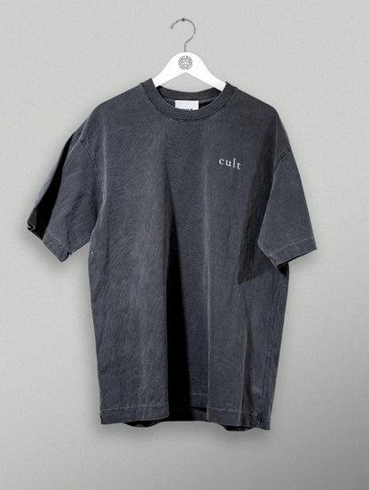 SOUTH CHINA EMBROIDERED CULT TEE- CHARCOAL
