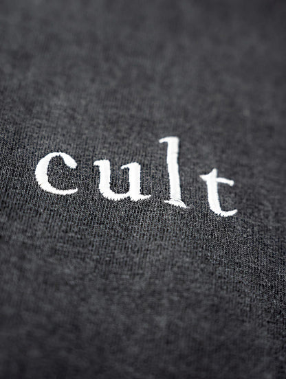 SOUTH CHINA EMBROIDERED CULT TEE- CHARCOAL
